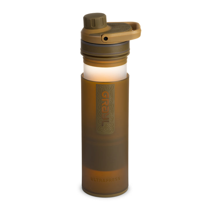 Best top rated Grayl UltraPress Filter and Purifier Water Bottle – 16.9 Fluid Ounces / Covert Edition / Purifying Press View / Coyote Brown